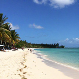 Caribbean Holidays, Antigua July Beaches, A sunny Antigua beach in July with turquoise water, white sand, palm trees and a few relaxed holidaymakers