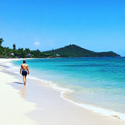 Caribbean Holidays, Antigua June Beaches, Traveller walking along a quiet Antigua beach in June, clear shallow water, soft sand and green hills in the distance