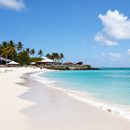 Caribbean Holidays, Antigua June Holidays, Bright Caribbean beach in Antigua during June, with calm turquoise water, palm trees and a relaxed holiday atmosphere
