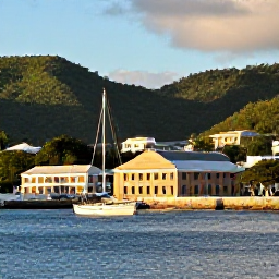 Caribbean Holidays, Antigua June Holidays, Historic Nelson's Dockyard in Antigua at golden afternoon light, with restored buildings, sailing boats and green hills around the harbour