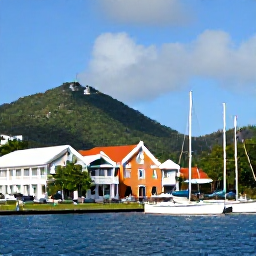 Caribbean Holidays, Antigua Luxury Holidays, Historic Nelson's Dockyard in Antigua on a sunny August day, with restored Georgian buildings, yachts in the harbour and green hills beyond