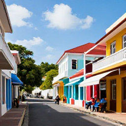 Caribbean Holidays, Antigua March Holidays, Colourful historic streets and stone buildings in St John's, Antigua, with local shops and relaxed visitors