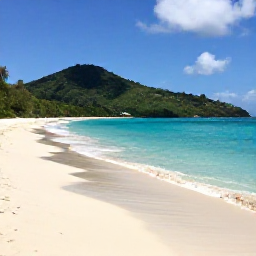 Caribbean Holidays, Antigua Nature Holidays, A quiet Antigua beach in June with turquoise water, pale sand, green hills and a few seabirds