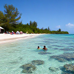 Caribbean Holidays, Antigua Nature Holidays, A secluded Antiguan beach with a snorkeller in shallow clear water, reef fish, coral and a relaxed afternoon atmosphere