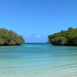 Caribbean Holidays, Antigua Nature Holidays, Antigua coastline with mangroves, calm clear water, kayak and seabirds in a sheltered bay