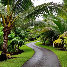 Caribbean Holidays, Antigua Nature Holidays, Lush Antigua nature reserve after a light tropical shower, winding trail, palms and native greenery