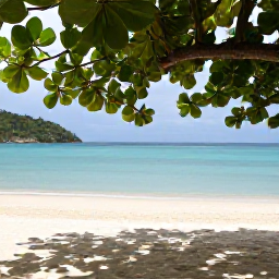Caribbean Holidays, Antigua Nature Holidays, Relaxed eco-friendly Antigua holiday scene with a shaded beach, tropical greenery and calm turquoise sea