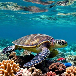 Caribbean Holidays, Antigua Nature Holidays, Sea turtles and colourful tropical fish in clear shallow water beside a coral reef in Antigua