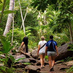 Caribbean Holidays, Antigua Nature Holidays, Visitors walking through lush woodland and rocky landscape in Nelson's Dockyard National Park, Antigua