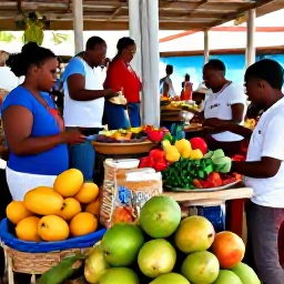 Caribbean Holidays, Antigua November, Antiguan market with fresh tropical fruit, spices, local crafts and friendly residents shopping in November