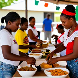 Caribbean Holidays, Antigua October Festivals, Antiguan family preparing traditional Caribbean food at an outdoor community gathering