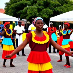 Caribbean Holidays, Antigua October Festivals, Colourful Antiguan cultural festival with local dancers, musicians and visitors outdoors in October