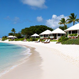 Caribbean Holidays, Antigua October, Quiet adults-only beach resort in Antigua in October, turquoise sea, white sand, sun loungers and tropical gardens