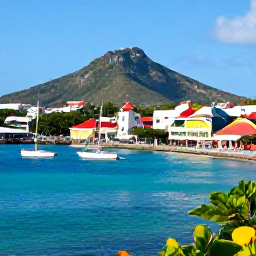 Caribbean Holidays, Antigua September Holidays, Colourful historic buildings and Nelson's Dockyard in Antigua, with sailing boats in the harbour and green hills beyond