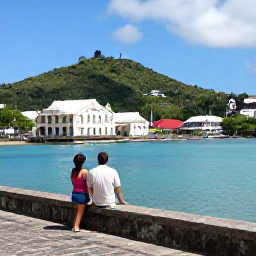 Caribbean Holidays, Antigua September Holidays, Couple exploring historic Nelson's Dockyard in Antigua during a sunny September day, with restored Georgian buildings, sailing boats and green hills