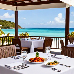 Caribbean Holidays, Antigua September Holidays, Elegant adults-only hotel restaurant in Antigua serving fresh seafood and Caribbean cuisine, with an open-air terrace and ocean views