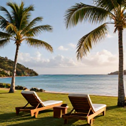 Caribbean Holidays, Antigua September Holidays, Quiet adults-only resort overlooking a calm turquoise Caribbean bay in Antigua, with sun loungers, palm trees and warm late-summer light