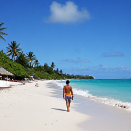Caribbean Holidays, Antigua Solo Holidays, A solo traveller walking along a quiet white-sand beach in Antigua on a bright February morning