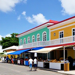 Caribbean Holidays, Antigua Solo Holidays, Colourful solo traveller exploring St John's Antigua, local market stalls, pastel buildings and friendly Caribbean atmosphere