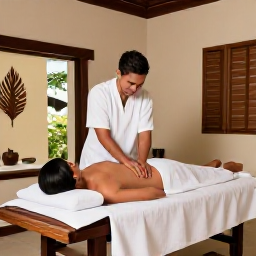 Caribbean Holidays, Antigua Spa Breaks, An elegant Antigua resort spa with a therapist preparing a relaxing massage in a calm treatment room decorated with natural materials