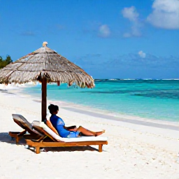 Caribbean Holidays, Antigua Spa Breaks, Couple relaxing on a quiet Antigua beach after a spa treatment, with white sand, turquoise sea and shaded sun loungers