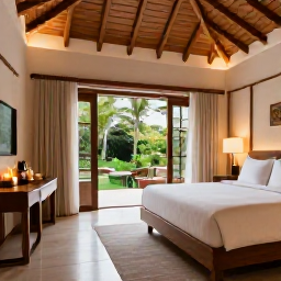 Caribbean Holidays, Antigua Spa Breaks, Elegant Antigua resort spa interior with natural wood, white linens, candles and a view of tropical gardens