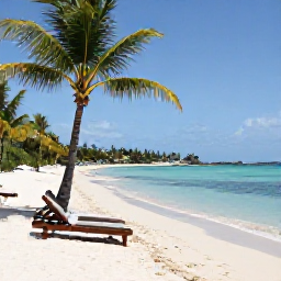 Caribbean Holidays, Antigua Spa Breaks, Quiet white-sand beach in Antigua in October, with clear Caribbean water, palm trees, sun loungers and a peaceful holiday atmosphere