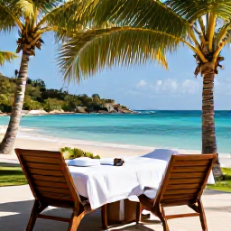 Caribbean Holidays, Antigua Spa Breaks, Relaxing beachfront spa treatment at a luxury resort in Antigua, with palm trees, turquoise sea and a calm July atmosphere