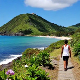 Caribbean Holidays, Antigua Walking Holidays, A coastal walking trail beside turquoise sea and green hills on Antigua in June, with a relaxed Caribbean atmosphere