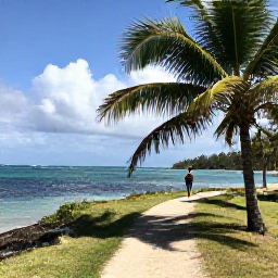 Caribbean Holidays, Antigua Walking Holidays, A peaceful Antigua beach at the end of a walking trail, with a lone walker, calm turquoise water and palm trees