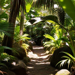 Caribbean Holidays, Antigua Walking Holidays, A peaceful October walking trail through Antigua&rsquo;s tropical woodland with palms, rocks and filtered sunlight