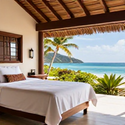 Caribbean Holidays, Antigua Wellness, Elegant beachfront spa in Antigua with treatment beds, tropical plants and a view of the Caribbean Sea