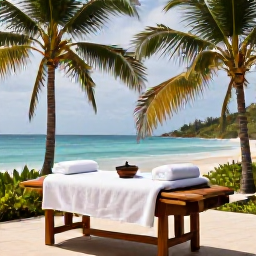 Caribbean Holidays, Antigua Wellness, Open-air spa treatment beside an Antiguan beach, natural materials, palm trees and a peaceful tropical setting