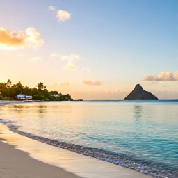 Caribbean Holidays, Antigua Wellness Retreats, Quiet Caribbean beach in Antigua at sunrise, calm turquoise water, soft golden light and a relaxed holiday atmosphere