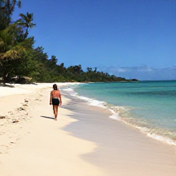 Caribbean Holidays, Antigua Wellness, Traveller walking barefoot along a quiet Antiguan beach, clear water, pale sand and lush tropical vegetation