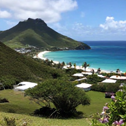 Caribbean Holidays, April Adults Only, A scenic viewpoint over the green hills, bays and turquoise coastline of Saint Martin and Sint Maarten