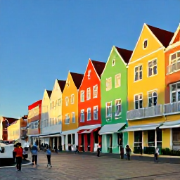 Caribbean Holidays, April Adventures, Colourful historic Willemstad waterfront in Cura&ccedil;ao at golden hour with people exploring the streets