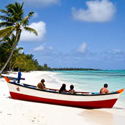 Caribbean Holidays, April Adventures, Relaxed Caribbean beach on Bequia in April, colourful wooden boats, palm trees, clear water and travellers enjoying a quiet afternoon