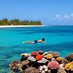 Caribbean Holidays, April Adventures, Snorkellers swimming above a colourful coral reef in clear Cura&ccedil;ao water beside a quiet sandy bay