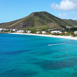 Caribbean Holidays, April All Inclusive, A bright aerial view of Saint Martin and Sint Maarten, showing turquoise sea, green hills and sandy beaches in warm April sunshine