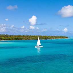 Caribbean Holidays, April All-Inclusive, A small sailing boat travelling between the green islands of the Grenadines on clear blue Caribbean water
