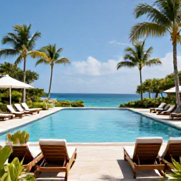 Caribbean Holidays, April All-Inclusive, A welcoming all-inclusive resort in Saint Vincent, with a swimming pool, tropical gardens, sun loungers and the Caribbean Sea beyond