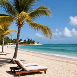 Caribbean Holidays, April Antigua Holidays, A peaceful adults-only beachfront resort in Antigua with sun loungers, palm trees and a turquoise lagoon