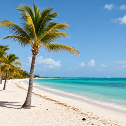 Caribbean Holidays, April Bahamas Holidays, An adults-only resort beside a calm turquoise Bahamian sea in April, with palm trees, white sand and bright sunshine