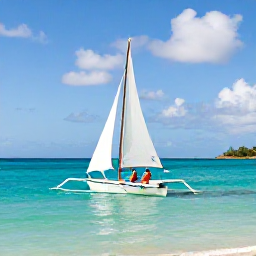 Caribbean Holidays, April Beach Holidays, A couple enjoying a sailing trip off Saint Barth&eacute;lemy, traditional boats, turquoise Caribbean water and sunny April weather