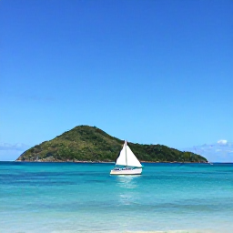 Caribbean Holidays, April Beach Holidays, A small sailing boat cruising between green Caribbean islands near Saint Vincent and the Grenadines under a clear blue sky