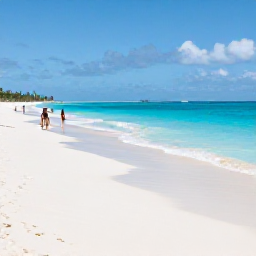 Caribbean Holidays, April Beach Holidays, A wide white-sand beach on Providenciales in April, turquoise sea, gentle sunshine and a few relaxed holidaymakers