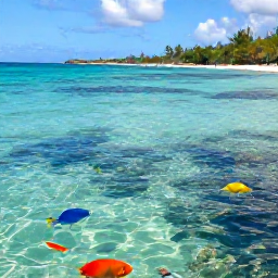 Caribbean Holidays, April Beach Holidays, Snorkellers exploring clear Caribbean water near Saint Kitts, with colourful fish, coral and a sunny coastline visible above the sea
