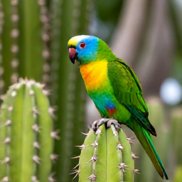 Caribbean Holidays, April Birdwatching, Cura&ccedil;ao parrot and colourful tropical birds among dry woodland and cacti in the island interior