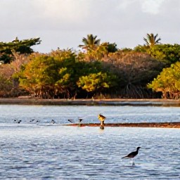Caribbean Holidays, April Birdwatching, Early morning birdwatching beside a salt pond in Saint Barth&eacute;lemy, with mangroves, wading birds and calm Caribbean light